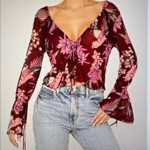 FP Floral Print of Paradise Tie-Front Top(NEW)